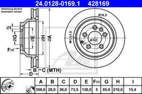 แผ่นโรเตอร์, ATE, 955 352 401 50, 24.0128-0169.1, AUDI (071767)