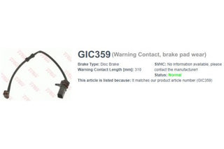 เซนเซอร์สายไฟ Gic, TRW, 8K0 698 151 B_WS, 359, AUDI (062983)