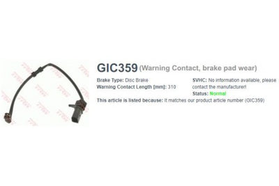 เซนเซอร์สายไฟ Gic, TRW, 8K0 698 151 B_WS, 359, AUDI (062983)