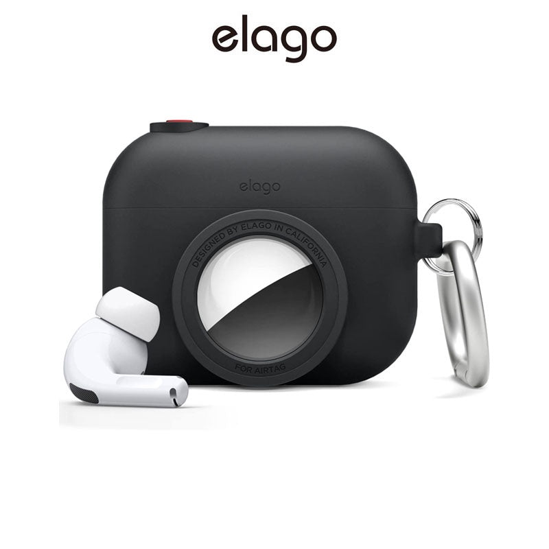 elago SnapShot case Compatible with AP Pro, ATag- Cute Protective Silicone Case with Keychain, Classic Camera Design, Shockproof Design - Tracking Device Not Include