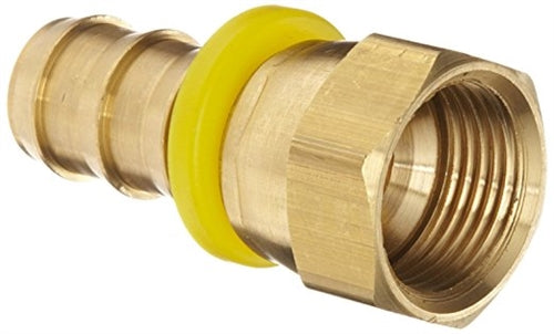4311-06-06 - Brass Push-on Barb to JIC Swivel 1/4" Hose Barb x 1/4" JIC (7/16"-20 thread) Female Swivel (093301)