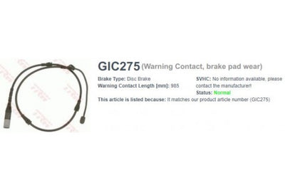 Wire-Sensor, TRW, 34 35 6 792 567, GIC275, BMW (075875)