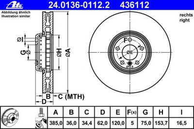 Performance Rotor Disc, ATE, 34 11 6 782 068, 24.0136-0112.2, BMW (075947)