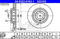 Rotor Disc, ATE, 8L0615601, 24.0122-0163.1, AUDI (066187)