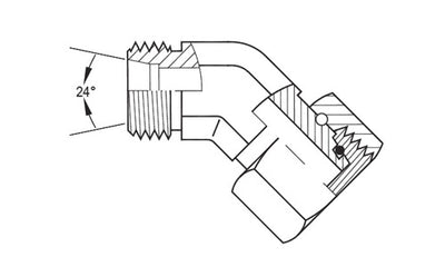 5362L-06 | ท่อ 06 มม. (เกลียว M12x1.5) ข้องอ DIN ตัวเมีย 45° (090541)
