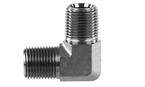 5500-04-02 - 90 ข้องอ 1/4" NPTF ตัวผู้ x 1/8" NPTF ตัวผู้ข้อต่อไฮดรอลิก (080068)