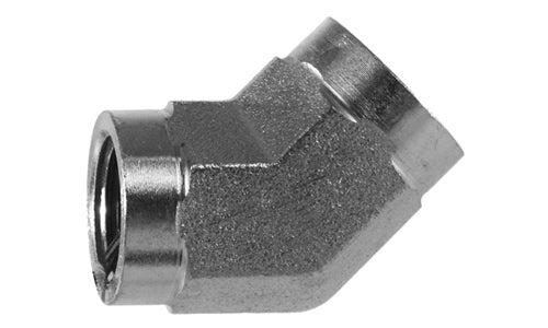 5505-04-04 - ข้องอ 45Â°, 1/4" NPTF ตัวเมีย x 1/4" NPTF ฟิตติ้งไฮดรอลิกตัวเมีย (080124)