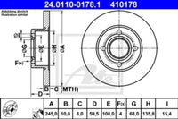 Rotor Disc, ATE, 443501615A, 24.0110-0178.1, AUDI (063144)
