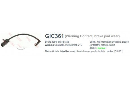 เซนเซอร์สายไฟ Gic, TRW, 4G0615121, 361, AUDI (069810)