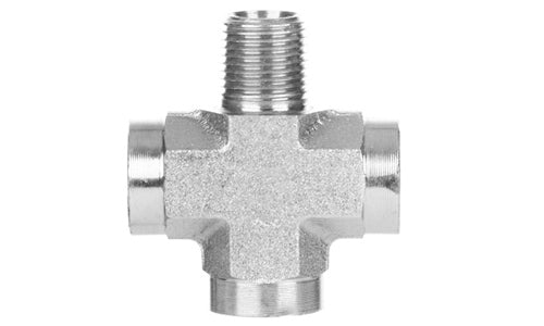 5655-08-08-08-08 - Pipe Cross, 1/2" NPTF Male x 1/2" NPTF Female x 1/2" NPTF Female x 1/2" NPTF Female  hydraulic fittings (080173)