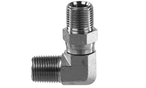 5700-12-12 - 90 ข้องอ 3/4" NPTF ตัวผู้ x 3/4" NPTF ตัวผู้ข้อต่อไฮดรอลิกแบบหมุนได้ (080178)