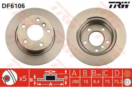 Rotor Disc, TRW, 34 21 6 752 545, DF6106, BMW (072097)
