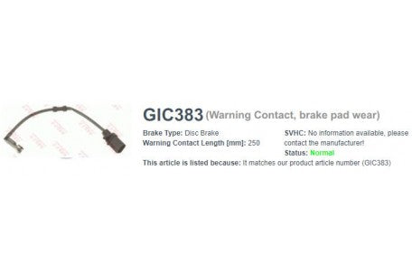 เซนเซอร์สายไฟ Gic, TRW, 4H0 615 121 H, 383, AUDI (070092)
