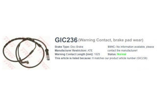 Wire-Sensor, TRW, 34 35 6 771 766, GIC236, BENTLEY (074364)