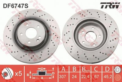 Rotor Disc, TRW, 34 11 6 799 351, DF6747S, BMW (078066)