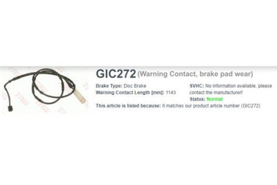Wire-Sensor, TRW, 34356792565, GIC272, BMW (075670)