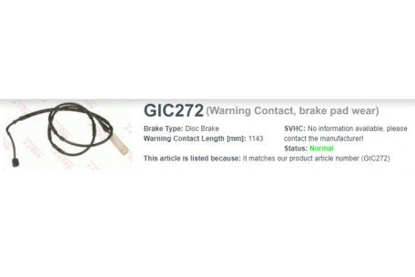 Wire-Sensor, TRW, 34356792565, GIC272, BMW (075670)