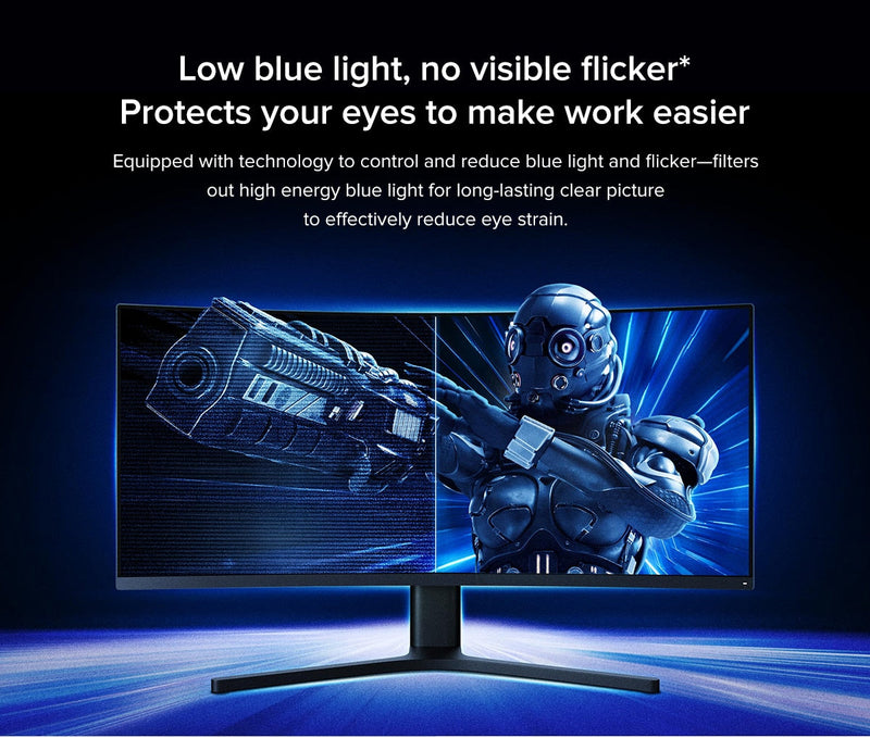 "Local Seller " Xiaomi Mi Curved Display Gaming Monitor 34-Inch 21:9 144Hz High Refresh Rate 1500R Curvature WQHD 3440x1440 Resolution 121% sRGB Wide Colour Gamut Free-Sync Technology Display