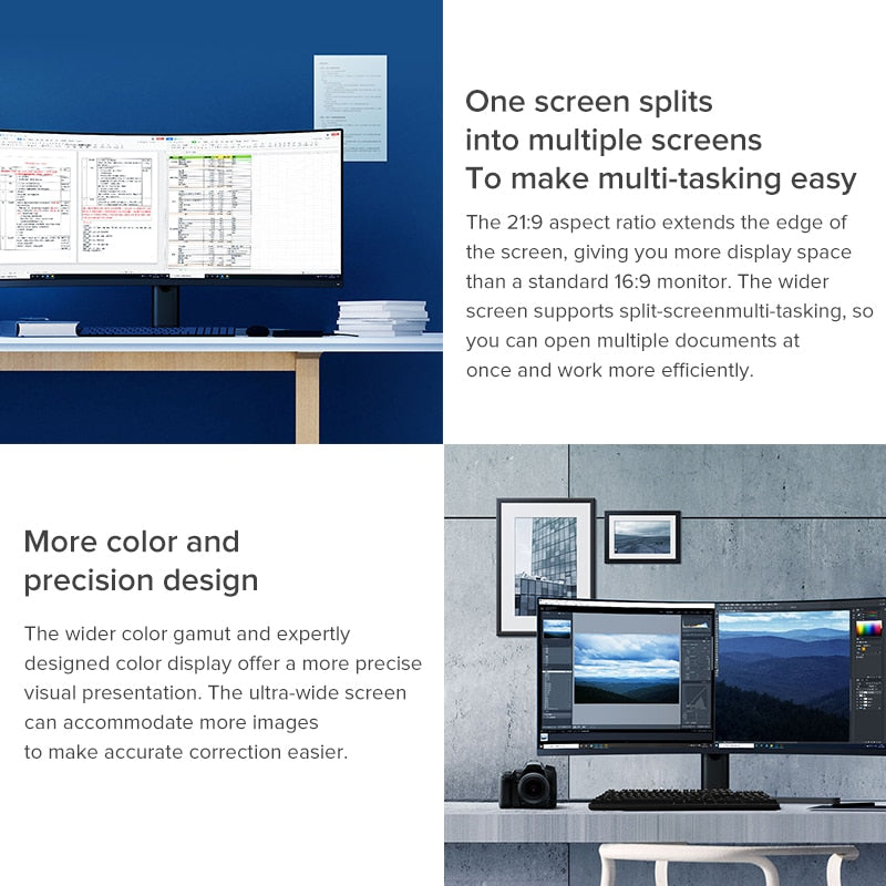 【SG READY STOCK】 "Hot Selling"Xiaomi Curved Gaming monitor 34'' 1500R Curvature 121%RGB 144Hz Refresh Rate UltraWide Screen 21:9 Premium PS4 E-sports Desktop