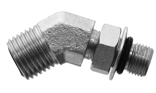 6058-06-06 - 45Â° Elbow, 3/8" Male ORFS x 3/8" Male BSPP Adj. - Steel Hydraulic Adapters (088149)
