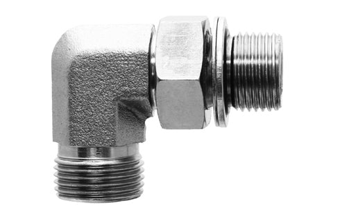 6069-12-27 - 90 ข้องอ 3/4" ตัวผู้ ORFS x M27x2 ตัวปรับเมตริกตัวผู้ - อะแดปเตอร์ไฮดรอลิกเหล็ก (089263)
