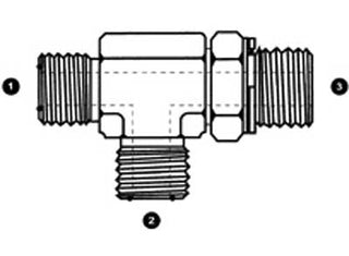 6158-08-08-08 - Run Tee, 1/2" Male ORFS x 1/2" Male ORFS x 1/2" Male BSPP Adj. - Steel Hydraulic Adapters (088173)