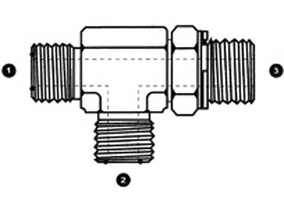 6158-08-08-06 - รันที, 1/2" ORFS ตัวผู้ x 1/2" ตัวผู้ ORFS x 3/8" ตัวปรับ BSPP ตัวผู้ - อะแดปเตอร์ไฮดรอลิกเหล็ก (088172)