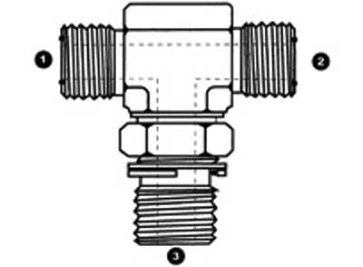 6169-08-08-16 - Branch Tee, 1/2" Male ORFS x 1/2" Male ORFS x M16x1.5 Male Metric Adj. - Steel Hydraulic Adapters (089275)