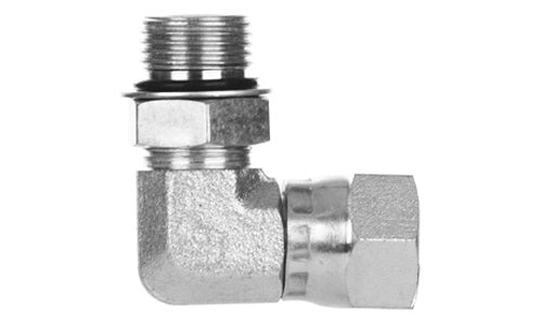 6809-04-04 - 90Â° Elbow, 1/4" ORB (7/16"-20 thread) Male x 1/4" JIC (7/16"-20 thread) Female Swivel hydraulic fittings (081278)
