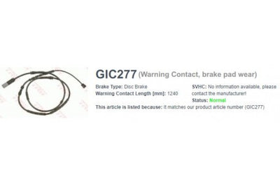 Wire-Sensor, TRW, 34 35 6 790 304, GIC277, BMW (074631)