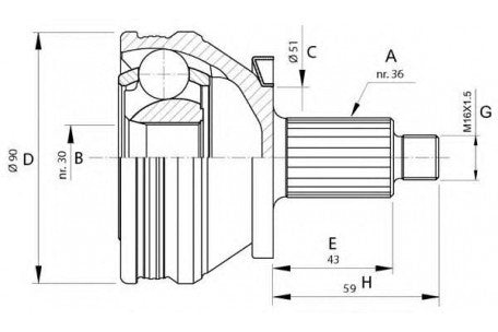 VAG CV Joint 1K0 498 099 1K0 498 099 G GX AUDI