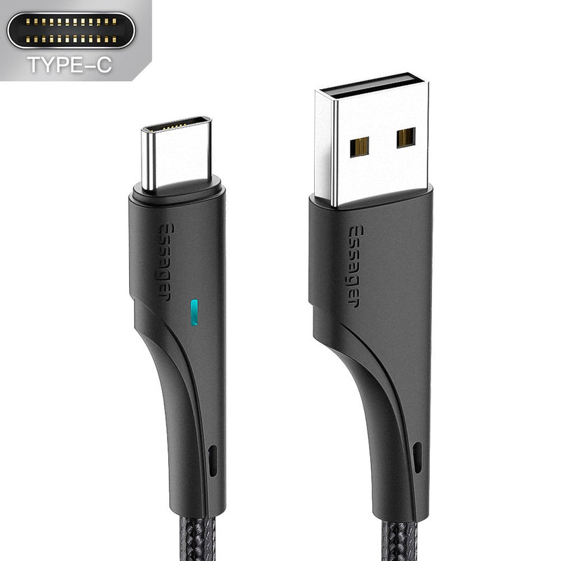 Essager 3A အမျိုးအစား C/Micro/iP Usb 0.25m/1m/2m/3m မိုဘိုင်းဖုန်းအတွက် အမြန်အားသွင်းကြိုး ဒေတာကြိုး အမျိုးအစား C အားသွင်းကြိုး ပါဝါကြိုး