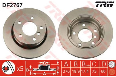 Rotor Disc, TRW, 34 21 1 162 315, DF2767, BMW (072348)