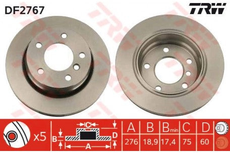 Rotor Disc, TRW, 34 21 1 162 315, DF2767, BMW (072348)
