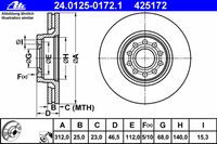 Rotor Disc, ATE, 8D0615301J, 24.0125-0172.1, AUDI (068289)