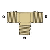 8080-06-06-06 | 3/8" BSPT Tee เกลียวนอก | ทองเหลือง (092212)
