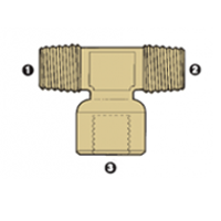 8087-04-04-04 | 1/4" Male BSPT x 1/4" Female BSP x 1/4" Male BSPT Branch Tee | Brass (092220)