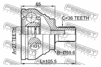 FEBEST CV Joint 1K0 498 099 G 1710-Q3 AUDI
