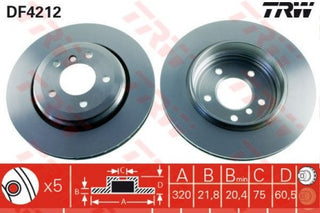 Rotor Disc, TRW, 34 20 1 166 073, DF4212, BMW (073467)