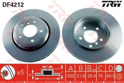Rotor Disc, TRW, 34 20 1 166 073, DF4212, BMW (073467)