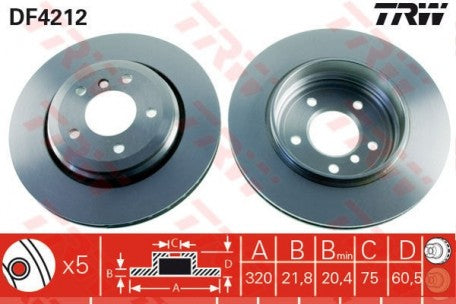Rotor Disc, TRW, 34 20 1 166 073, DF4212, BMW (073467)