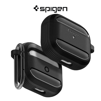 Spigen AirPods 3rd gen (2021) case သည် အကြမ်းခံသော သံချပ်ကာ ကြိုးမဲ့ နားကြပ် ကာဗာ နှင့် ပါးလွှာသော ဒီဇိုင်းကာဗာ