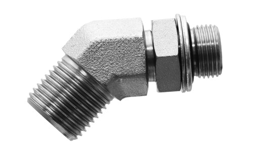9051-04-04 - 45Â° Elbow, 1/4" Male BSPP x 1/4" Male BSPP Adj. - Steel Hydraulic Adapters (088759)