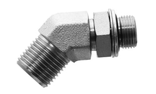 9051-06-06 - 45Â° Elbow, 3/8" Male BSPP x 3/8" Male BSPP Adj. - Steel Hydraulic Adapters (088761)