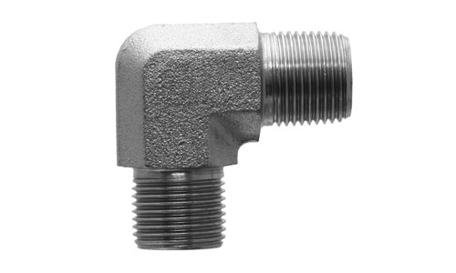 9057-02-02 - 90Â° Elbow, 1/8" Male BSPP x 1/8" Male BSPT - Steel Hydraulic Adapters (089186)