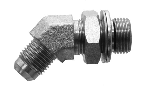 9058-06-06 - ข้อศอก 45°, JIC ตัวผู้ 3/8" x BSPP ตัวผู้ 3/8" ปรับ - อะแดปเตอร์ไฮดรอลิกเหล็ก (088807)