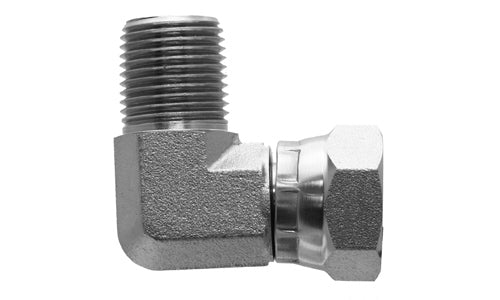 9072-06-06 - ข้องอ 90°, NPTF ตัวผู้ 3/8" x 3/8" ตัวเมีย BSPP แบบหมุนได้ - อะแดปเตอร์ไฮดรอลิกแบบเหล็ก (088884)