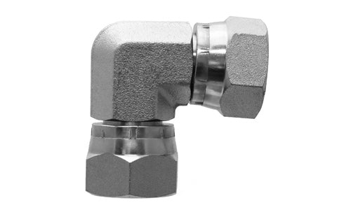 9075-04-04 - ข้องอ 90°, ตัวปรับ BSPP ตัวเมีย 1/4" x ตัวหมุน BSPP ตัวเมีย 1/4" - อะแดปเตอร์ไฮดรอลิกเหล็ก (088891)
