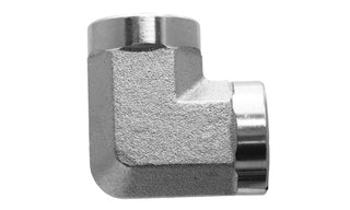 9076-06-06 - 90Â° Elbow, 3/8" Female BSP x 3/8" Female BSP (Solid)- Steel Hydraulic Adapters (088901)