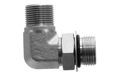 9077-06-08 - ข้องอ 90°, BSPP ตัวผู้ 3/8" x #8 SAE-ORB Adj. - อะแดปเตอร์ไฮดรอลิกเหล็ก (088908)